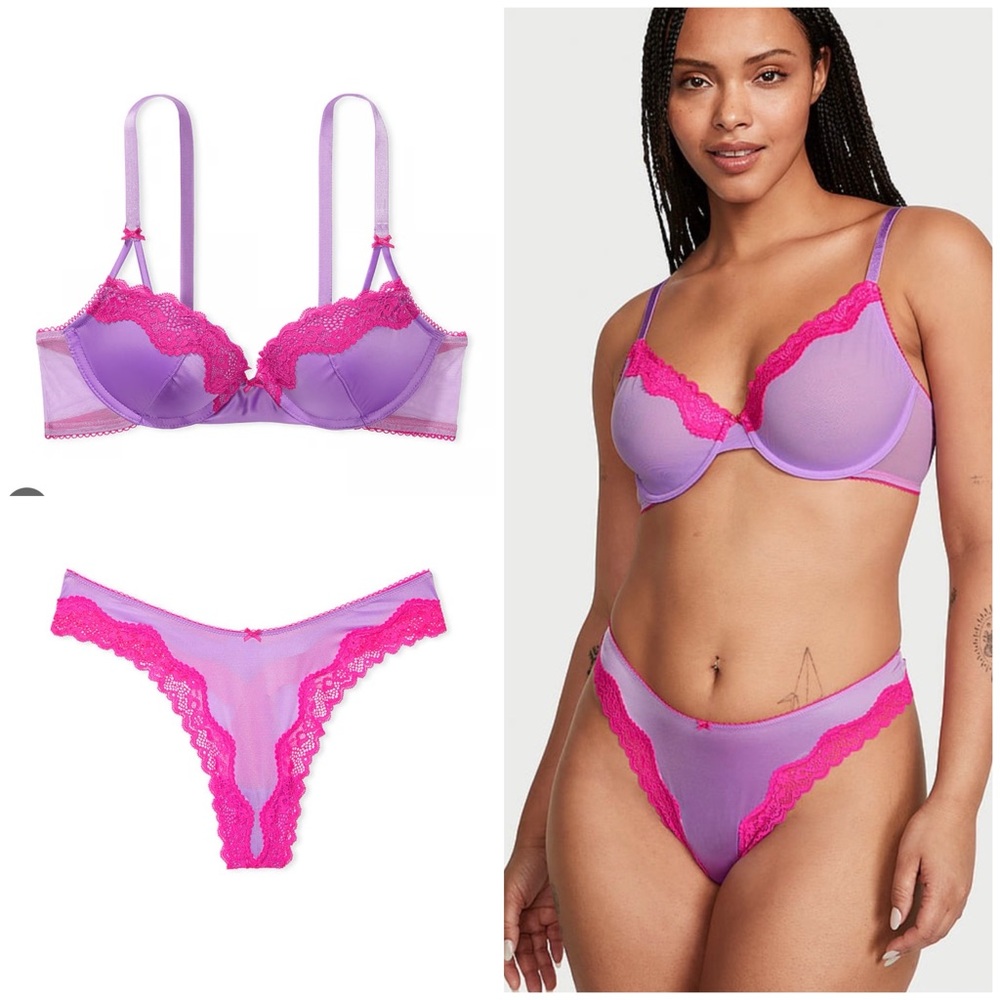 CLEARANCE $50 Victoria’s Secret 34C Satin & Lace Demi bra set 34C